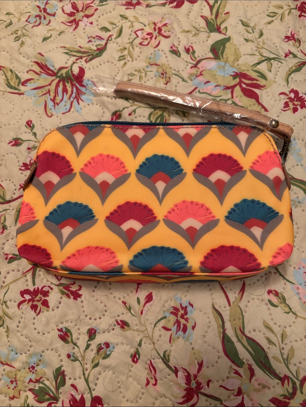 Yellow Patterned Wristlet Pouch - Unbranded